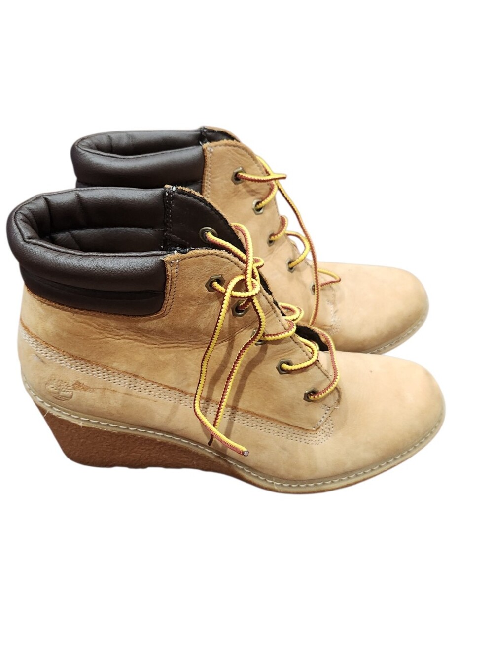 Timberland Glancy Wedge Lace Up Boot Wheat Nubuck Size 9 - Picture 2 of 8
